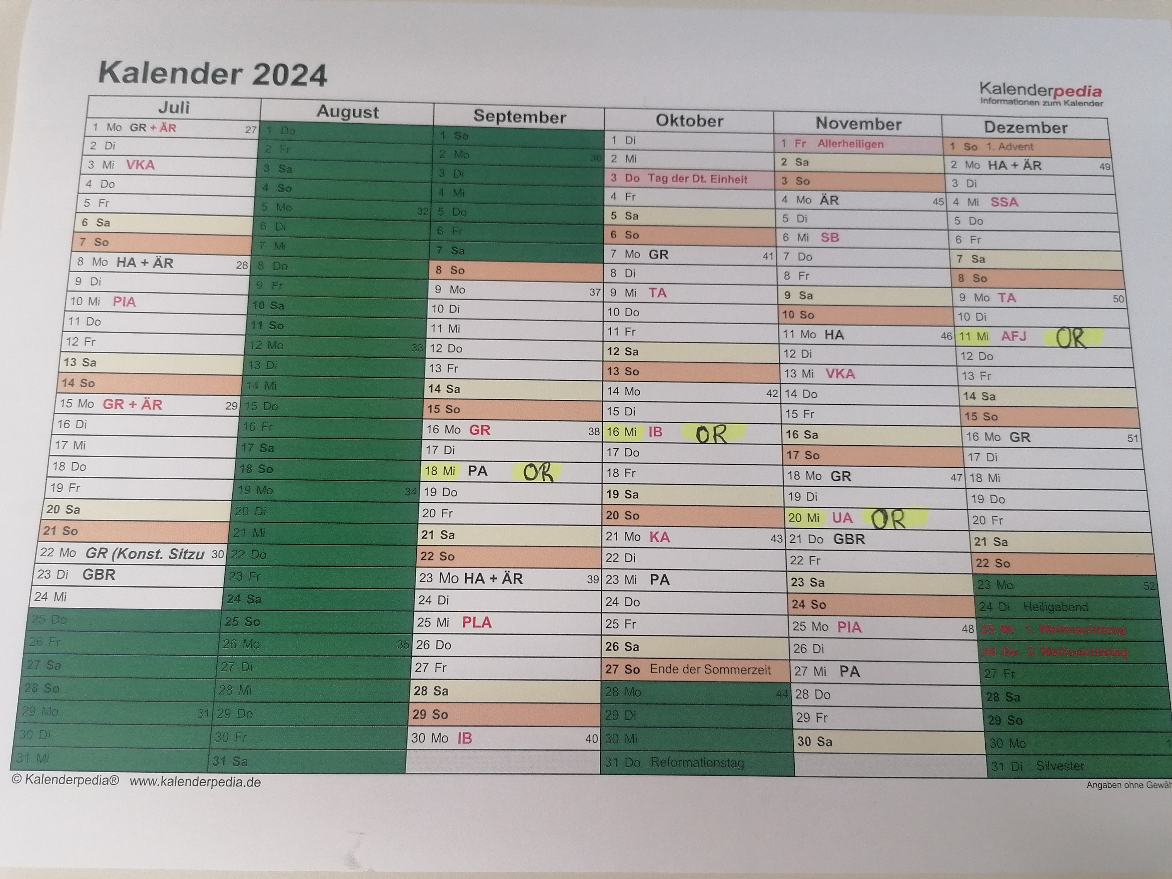 Sitzungskalender 2024